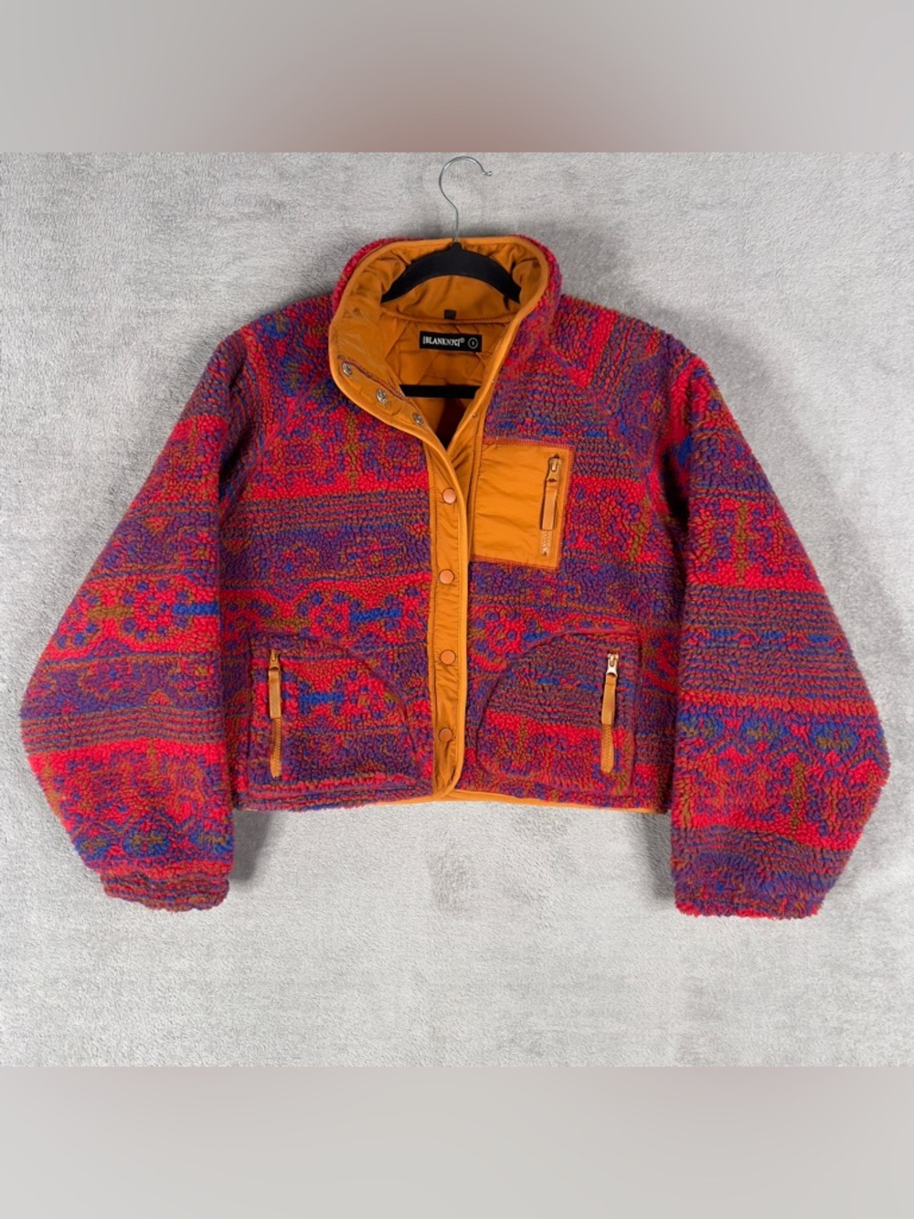 Blank NYC‎ Sherpa Teddy Bear Button Up Jacket Women's Small Aztec Geometric